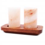 (image for) Set of 2 Himalayan Salt Shot Glasses & Wood Serving Stand
