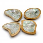 (image for) Set of 4 Teak Mini Bowls with Shell Decor (assorted)