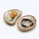 (image for) Set of 4 Teak Mini Bowls with Shell Decor (assorted)
