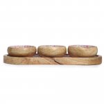 (image for) Mango Wood Tray with 3 Bowls - Pretty Floral