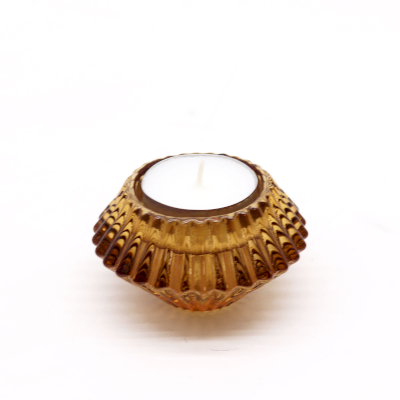 (image for) Flower Flip Dinner Candle / Tealight Holder - Antique Amber